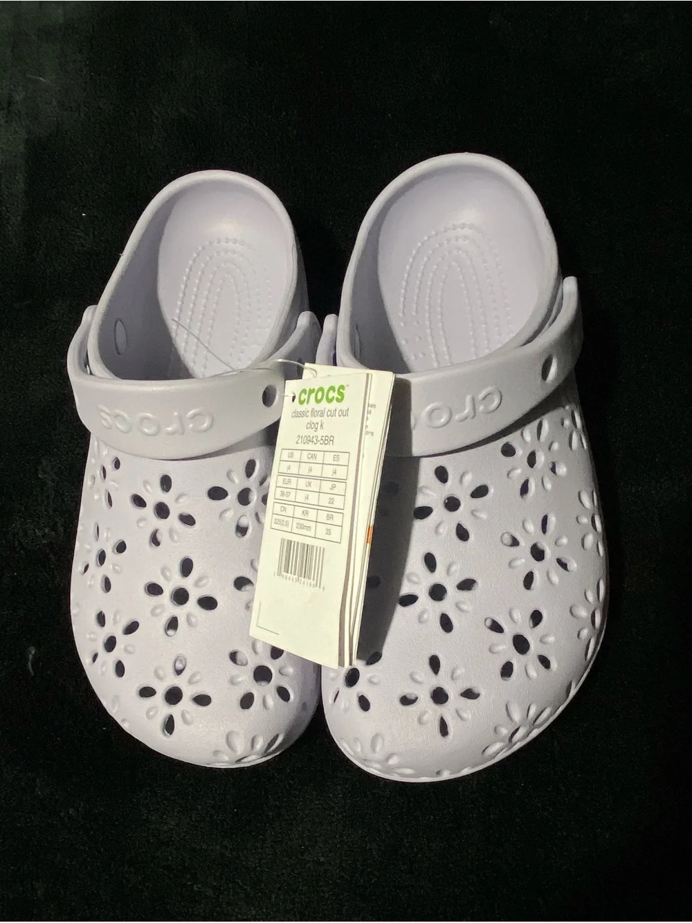 CROCS Kids Floral Cutout Clogs in Light Lavender